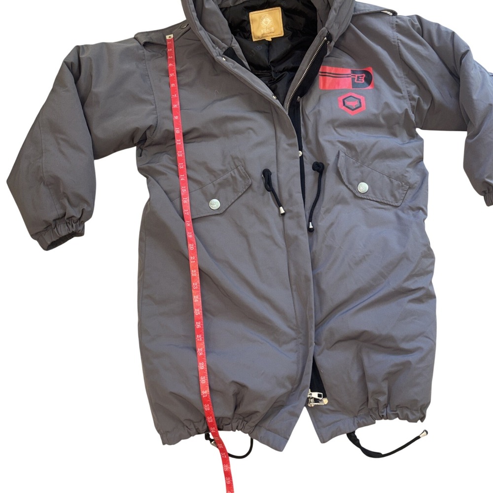 ELF SACK Fantastic Mr Fox Hooded Parka Jacket Grey Graphic Mid Length Coat S - Picture 8 of 9